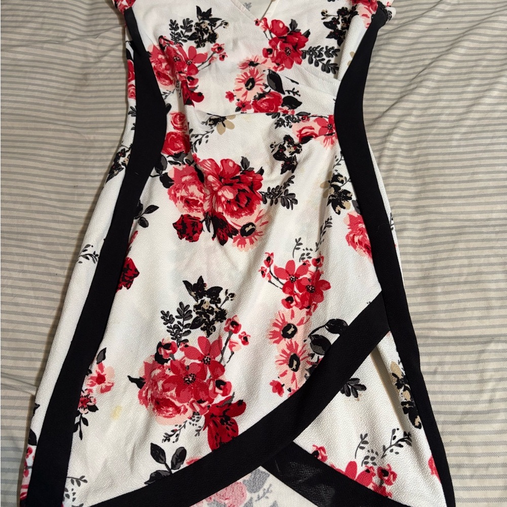Almost Famous Red and Black Floral Asymmetrical Dress